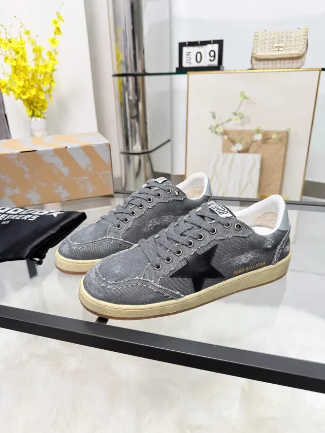 Golden Goose Super-Star Distressed Denim Gray Lifestyle Sneakers 5