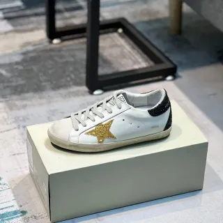 Golden Goose Super-Star 白金 磨损皮革 闪光 生活方式 运动鞋