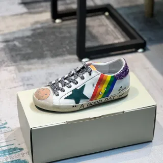 Golden Goose Superstar Distressed White Rainbow Star Lifestyle Sneaker