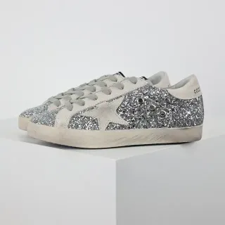 Golden Goose Superstar 银色闪光麂皮生活休闲运动鞋