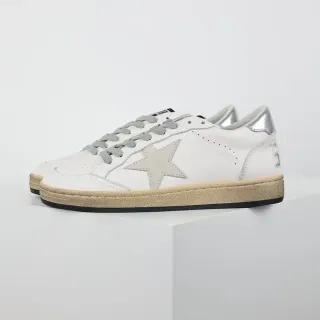 Golden Goose White Silver Leather Upper Stitched Star Patch Lifestyle Sneakers