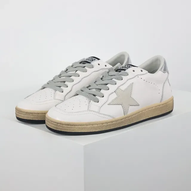 Golden Goose White Silver Leather Upper Stitched Star Patch Lifestyle Sneakers 2