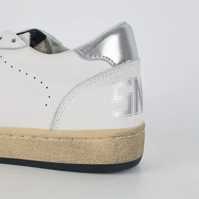Golden Goose White Silver Leather Upper Stitched Star Patch Lifestyle Sneakers 4