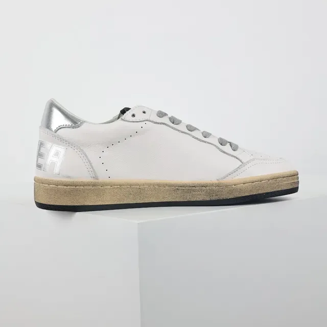 Golden Goose White Silver Leather Upper Stitched Star Patch Lifestyle Sneakers 7