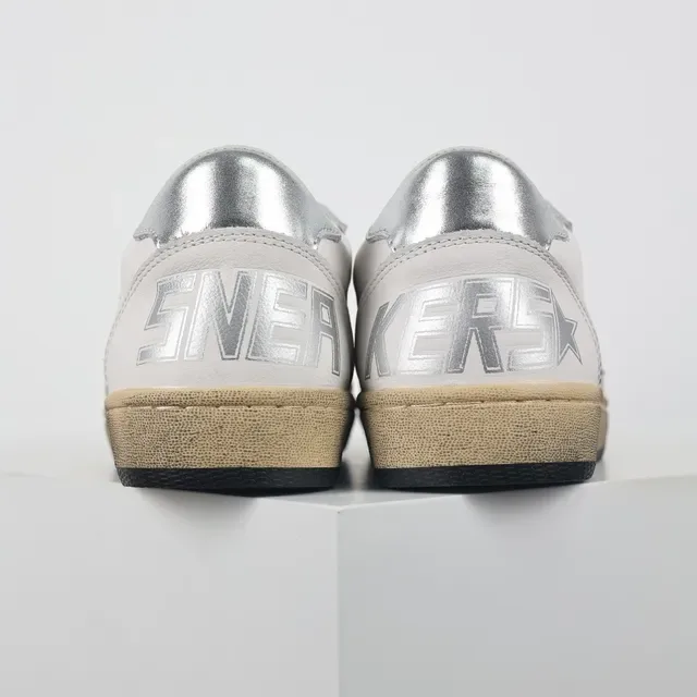 Golden Goose White Silver Leather Upper Stitched Star Patch Lifestyle Sneakers 8