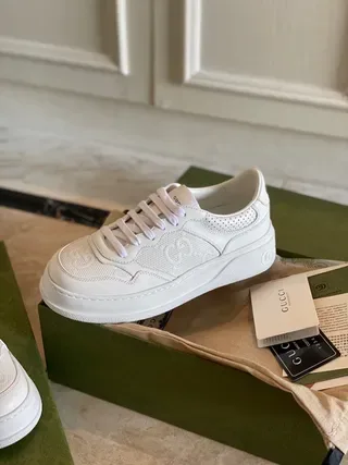 Gucci Ace Embossed Interlocking G White Lifestyle Sneakers 2
