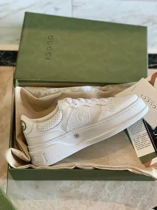 Gucci Ace Embossed Interlocking G White Lifestyle Sneakers 4