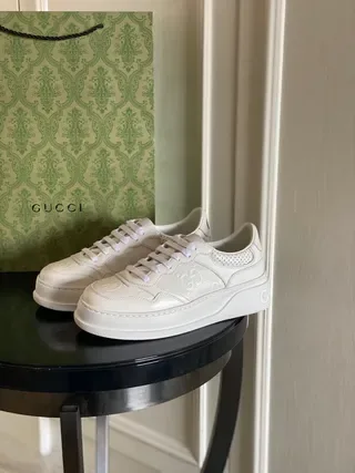 Gucci Ace Embossed Interlocking G White Lifestyle Sneakers 9