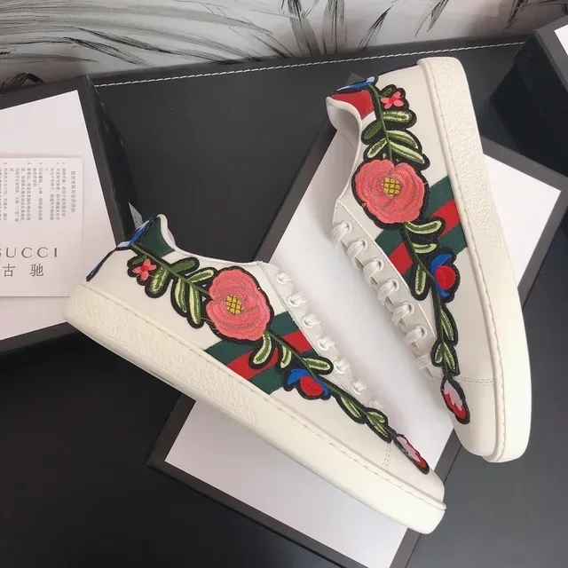 Gucci Ace Floral Embroidery White Lifestyle Sneakers 4