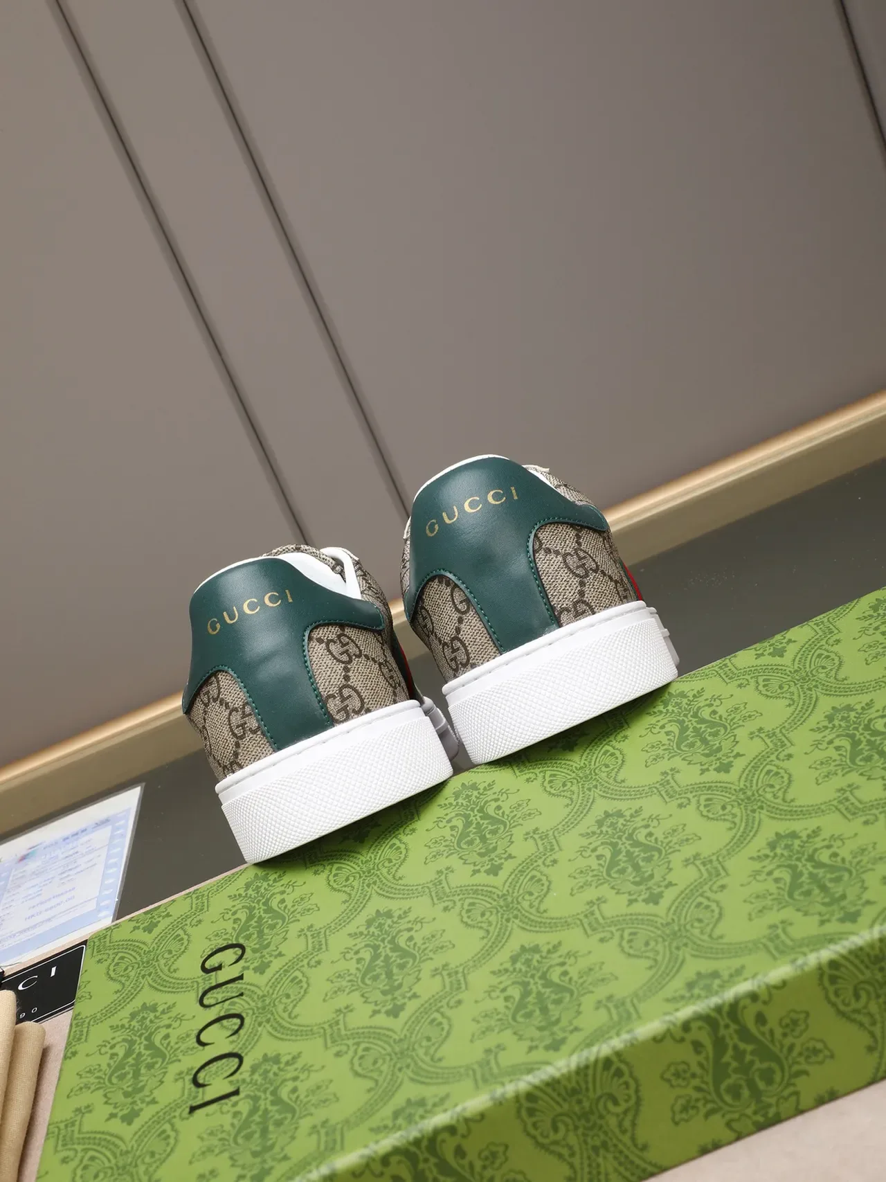 Gucci Ace GG Monogram Web Stripe Beige sneakers lifestyle 3