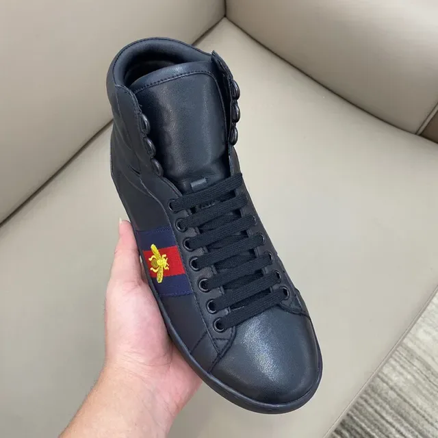Gucci Ace High Top Black Blue Red Web Bee Lifestyle Sneakers 5