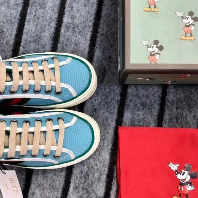 Gucci Ace Light Blue and Green Web Stripe Lifestyle Sneakers 2