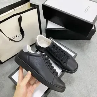 Gucci Ace Perforated Interlocking G Black Lifestyle Sneakers