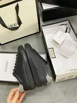 Gucci Ace Perforated Interlocking G Black Lifestyle Sneakers 2