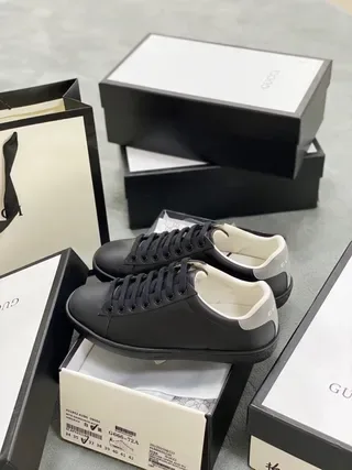 Gucci Ace Perforated Interlocking G Black Lifestyle Sneakers 5
