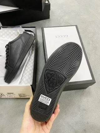 Gucci Ace Perforated Interlocking G Black Lifestyle Sneakers 7