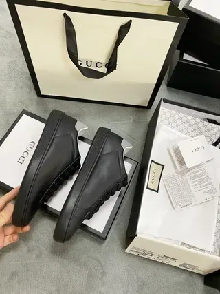 Gucci Ace Perforated Interlocking G Black Lifestyle Sneakers 9