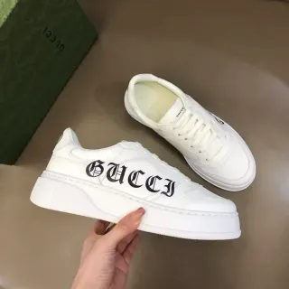 Gucci Ace White Gothic Logo Platform Lifestyle Sneakers