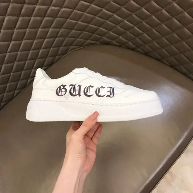 Gucci Ace White Gothic Logo Platform Lifestyle Sneakers 3