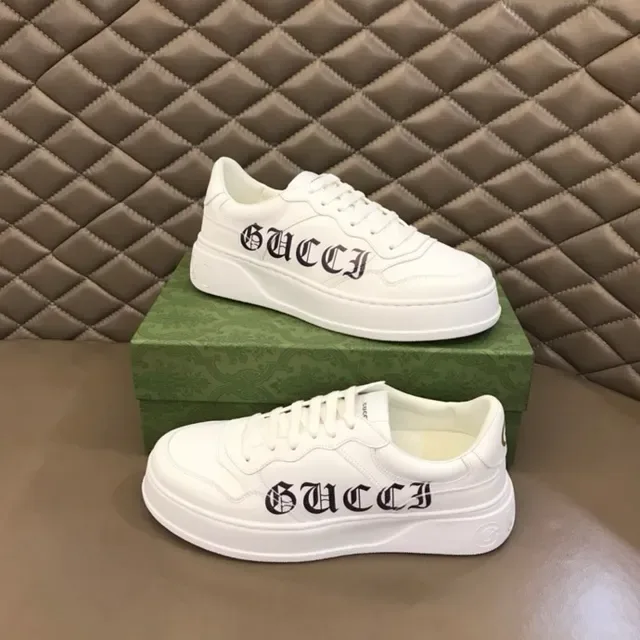 Gucci Ace White Gothic Logo Platform Lifestyle Sneakers 5