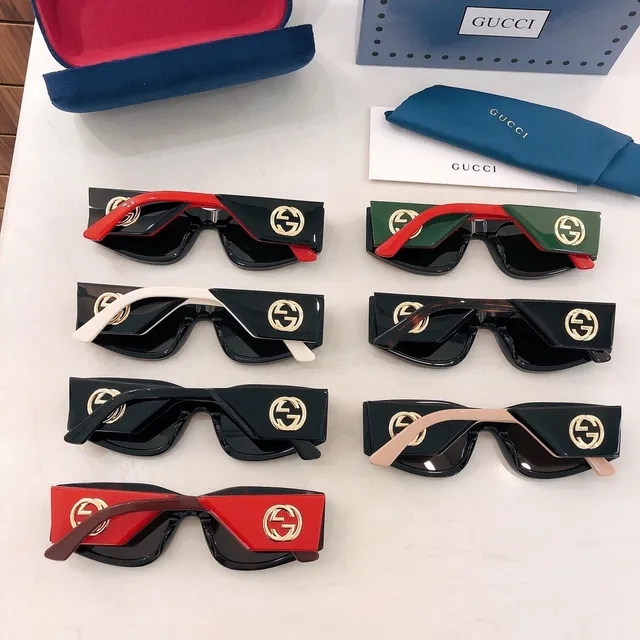 Gucci Angular Rectangular Glossy Black Sunglasses 3