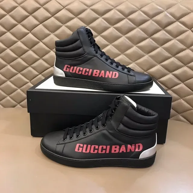Gucci Band Black Pink High-Top Leather Upper Lifestyle Sneakers 4