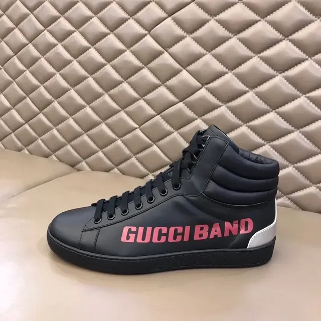Gucci Band Black Pink High-Top Leather Upper Lifestyle Sneakers 6