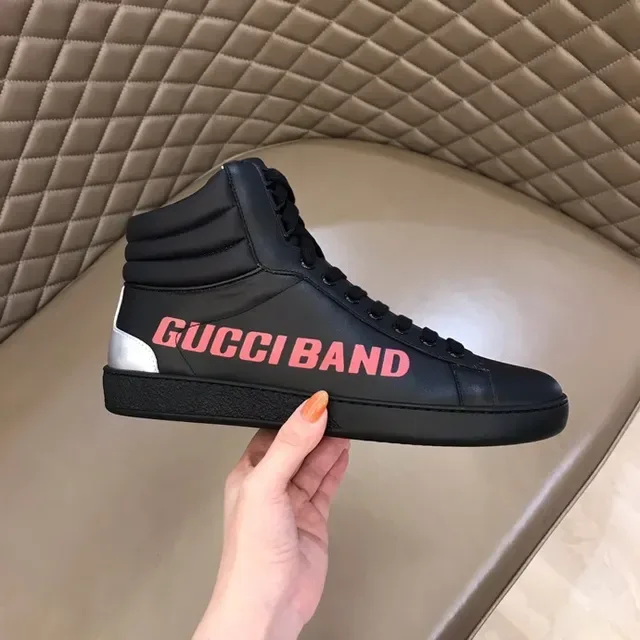 Gucci Band Black Pink High-Top Leather Upper Lifestyle Sneakers 9