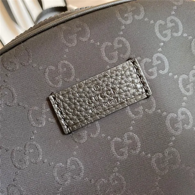 Gucci بيج أسود GG Monogram كانفاس حافة جلد حقيبة ظهر كاجوال 4