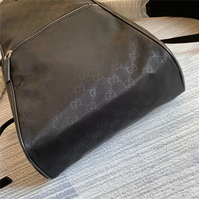 Gucci بيج أسود GG Monogram كانفاس حافة جلد حقيبة ظهر كاجوال 7