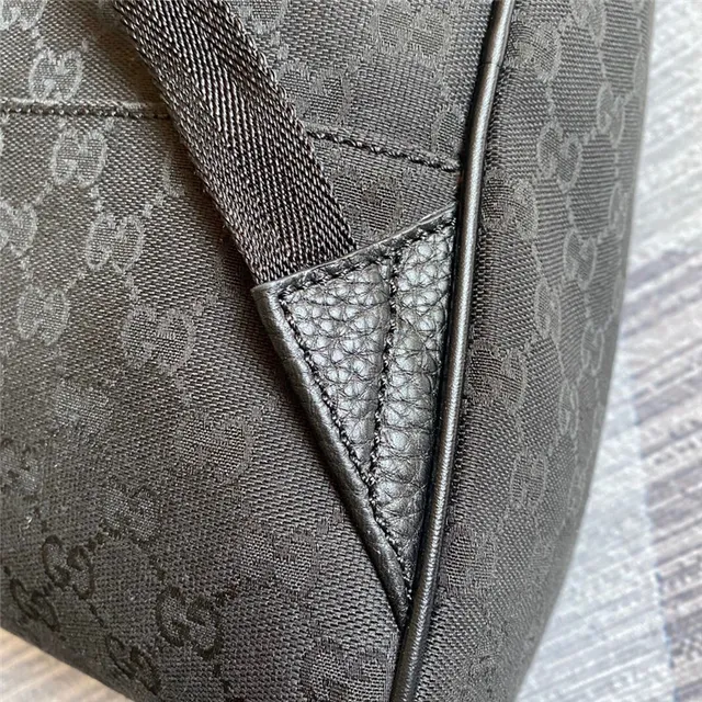 Gucci بيج أسود GG Monogram كانفاس حافة جلد حقيبة ظهر كاجوال 20
