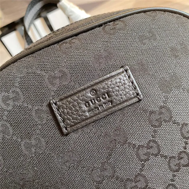 Gucci بيج أسود GG Monogram كانفاس حافة جلد حقيبة ظهر كاجوال 21
