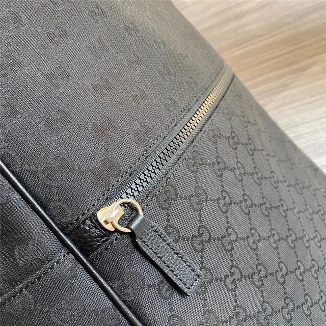 Gucci بيج أسود GG Monogram كانفاس حافة جلد حقيبة ظهر كاجوال 22