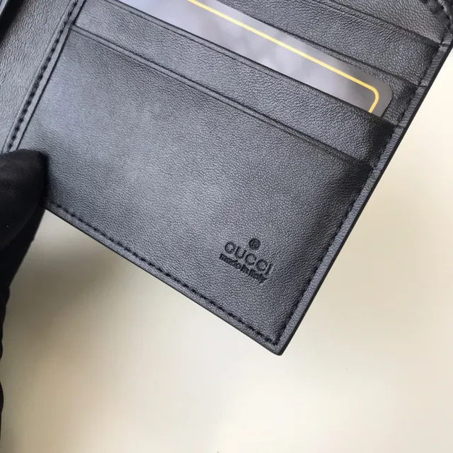Gucci Beige Black GG Supreme Canvas Embroidered Wolf Head Short Wallet 3
