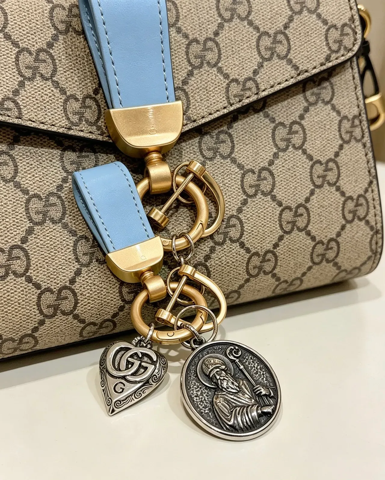 Gucci Beige Brown GG Monogram Canvas Leather Trim Boston Bag 4