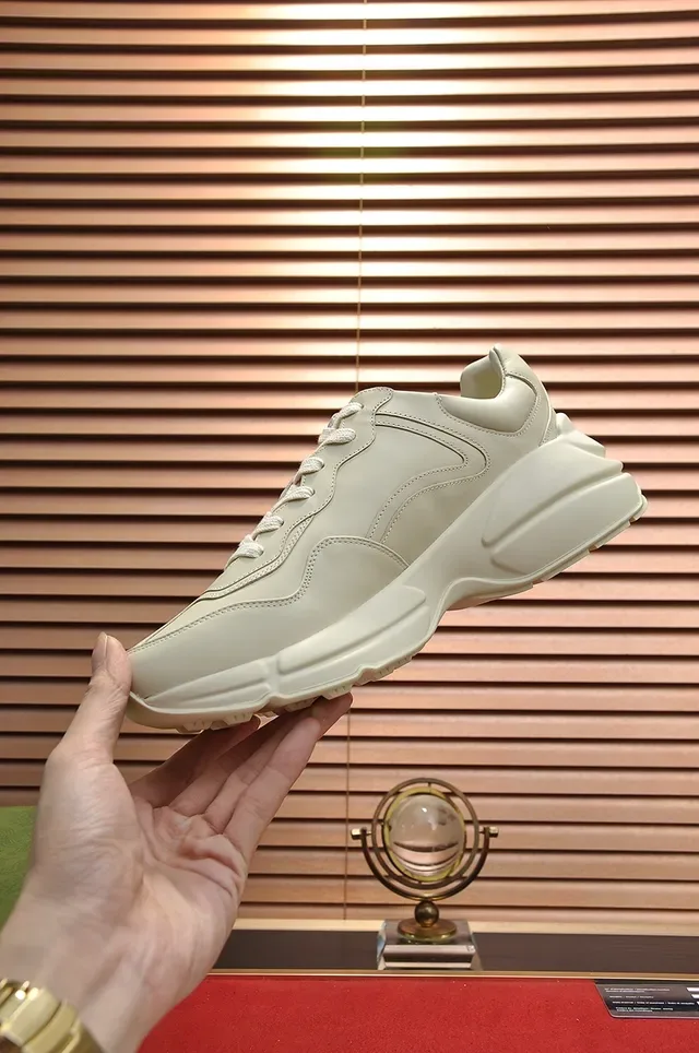 Gucci Beige Gold Chunky Sole Leather Upper Lifestyle Sneakers 3
