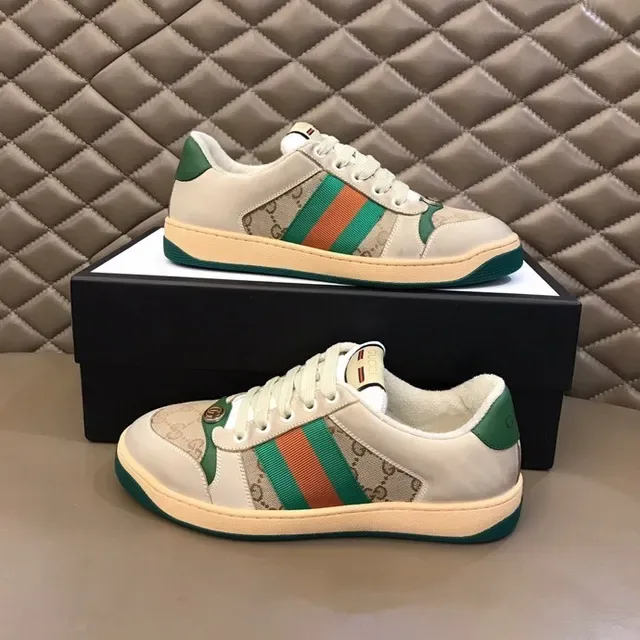 Gucci Beige Green GG Monogram Canvas Web Stripe Lifestyle Sneakers 2