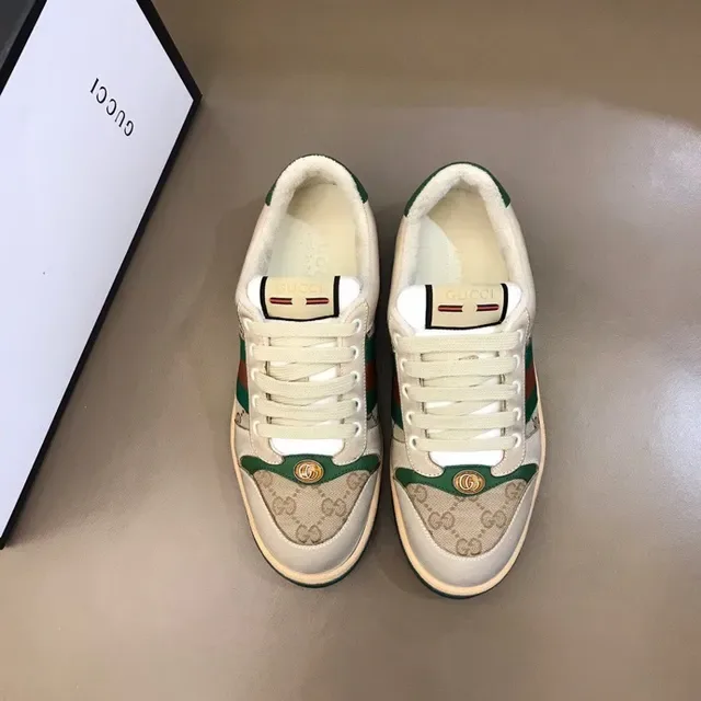 Gucci Beige Green GG Monogram Canvas Web Stripe Lifestyle Sneakers 3