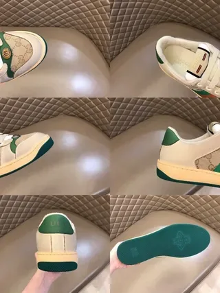 Gucci Beige Green GG Monogram Canvas Web Stripe Lifestyle Sneakers 5