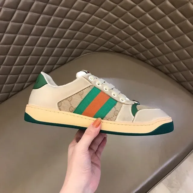 Gucci Beige Green GG Monogram Canvas Web Stripe Lifestyle Sneakers 6