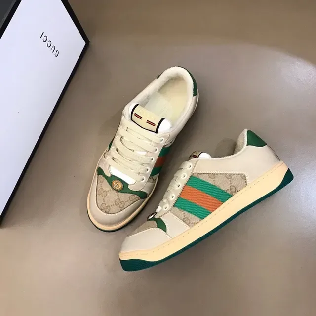 Gucci Beige Green GG Monogram Canvas Web Stripe Lifestyle Sneakers 7