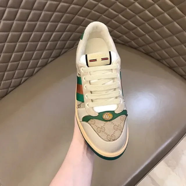 Gucci Beige Green GG Monogram Canvas Web Stripe Lifestyle Sneakers 9
