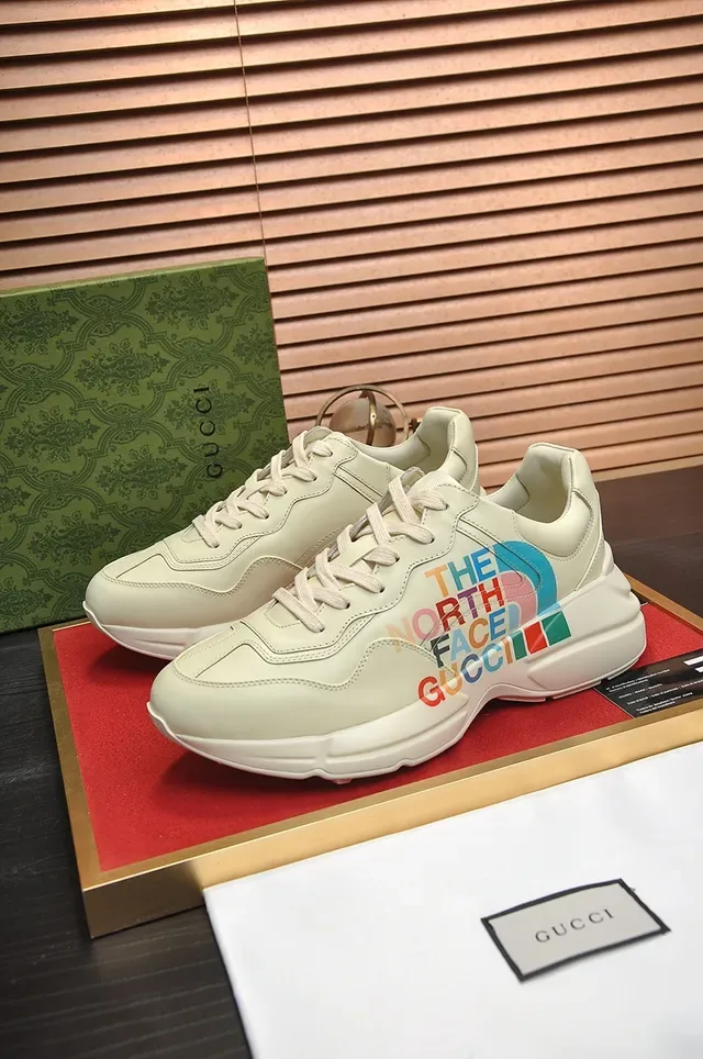 Gucci Beige Multicolor Off-White Leather Upper Collaborative Logo Lifestyle Sneakers 4