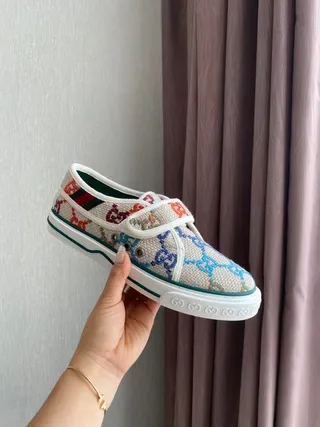 Gucci Beige Multicolor Woven Jacquard Upper Dual Velcro Strap Closure Lifestyle Sneakers 3