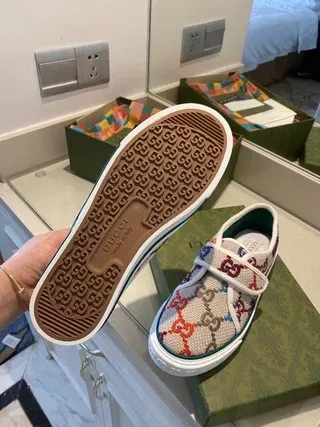 Gucci Beige Multicolor Woven Jacquard Upper Dual Velcro Strap Closure Lifestyle Sneakers 4