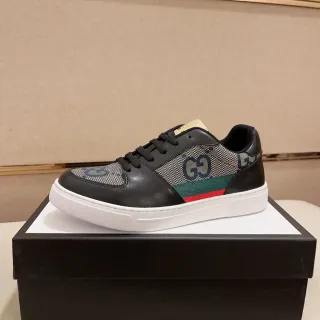 Gucci Black Multicolor GG Monogram Canvas Leather Accents Lifestyle Sneakers