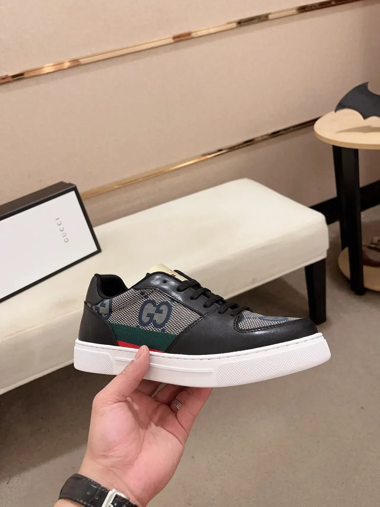 Gucci Black Multicolor GG Monogram Canvas Leather Accents Lifestyle Sneakers 4