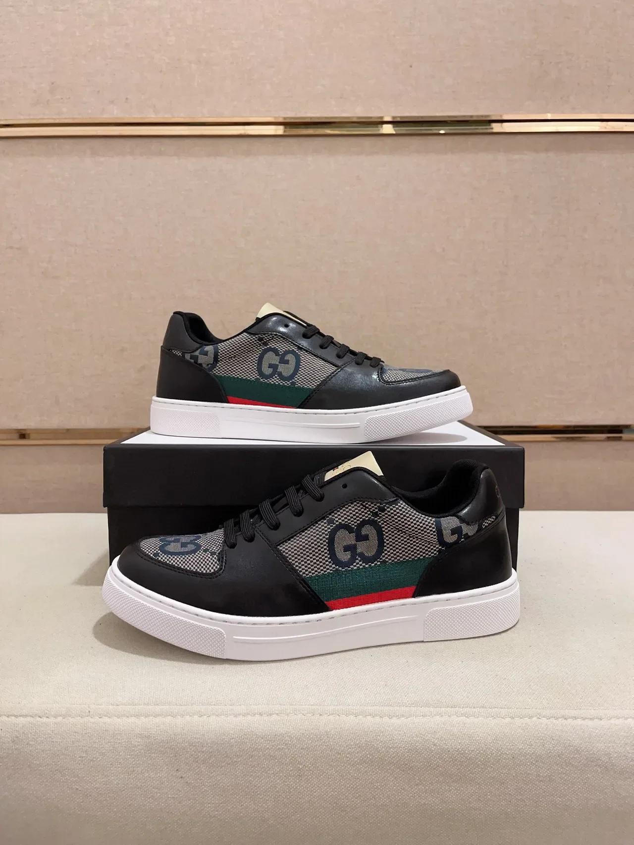 Gucci Black Multicolor GG Monogram Canvas Leather Accents Lifestyle Sneakers 6