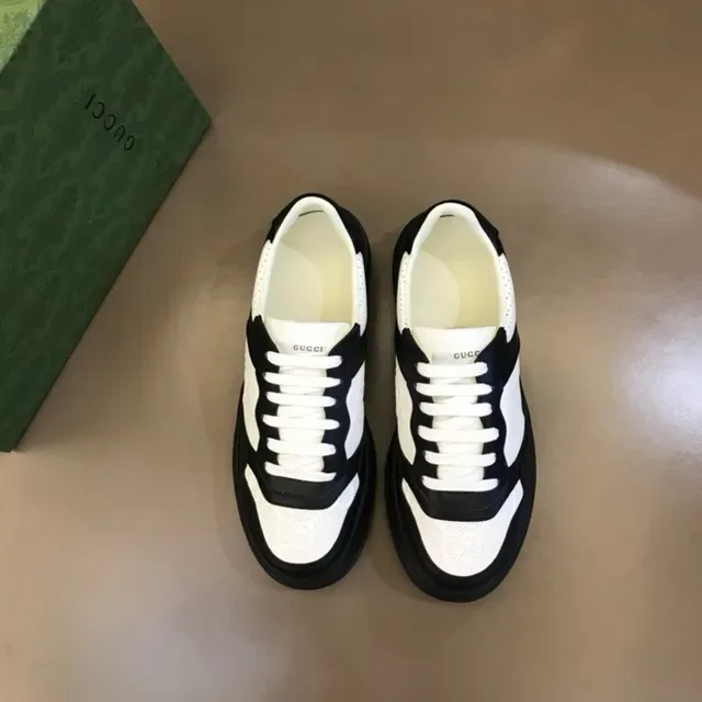 Gucci Black White Chunky Platform Sole Perforated Side Panels Lifestyle Sneakers 3