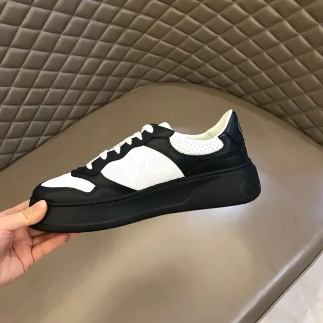 Gucci Black White Chunky Platform Sole Perforated Side Panels Lifestyle Sneakers 6